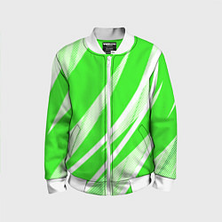 Детский бомбер Яблочный зелёный абстракция с полосами