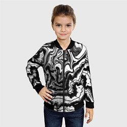 Бомбер детский Закрученные волны - чб абстракция, цвет: 3D-черный — фото 2