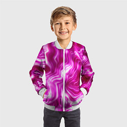 Бомбер детский Завихрения - оттенки розового и белого, цвет: 3D-белый — фото 2
