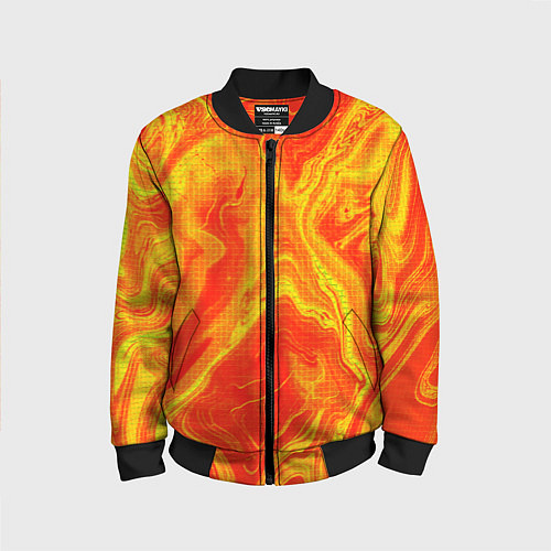 Детский бомбер Огненный жёлто-красный / 3D-Черный – фото 1