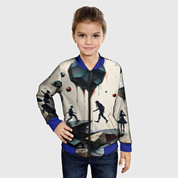 Бомбер детский Сюрреалистичные люди и камни, цвет: 3D-синий — фото 2