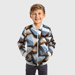 Бомбер детский Каменно металлическая абстракция, цвет: 3D-белый — фото 2