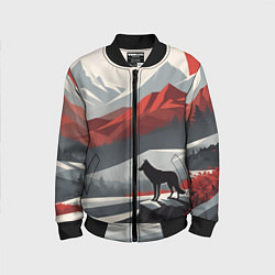 Бомбер детский Лиса и красные горы, цвет: 3D-черный