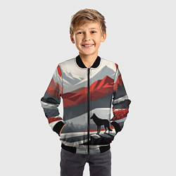 Бомбер детский Лиса и красные горы, цвет: 3D-черный — фото 2