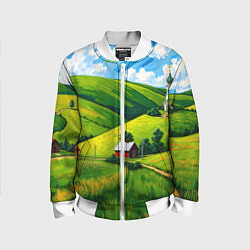 Бомбер детский Русская деревенька, цвет: 3D-белый