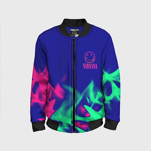 Детский бомбер Nirvana fire neon / 3D-Черный – фото 1