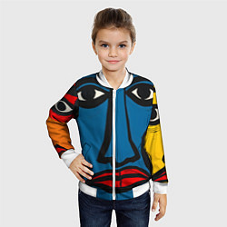 Бомбер детский Арт с лицами, цвет: 3D-белый — фото 2