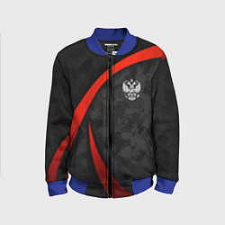 Детский бомбер Герб России - черный камуфляж