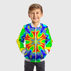 Бомбер детский Неоновая психоделика узор, цвет: 3D-белый — фото 2