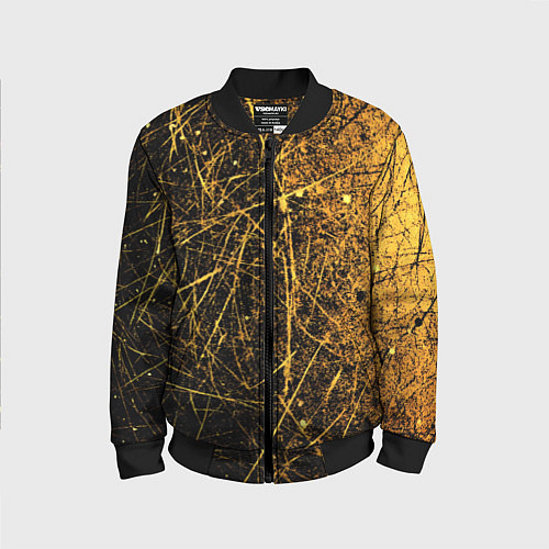 Детский бомбер Золотые царапины текстура / 3D-Черный – фото 1