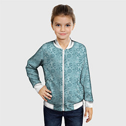 Бомбер детский Бирюзовый деревенский узор ретро, цвет: 3D-белый — фото 2
