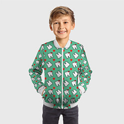 Бомбер детский Довольные зубы, цвет: 3D-белый — фото 2