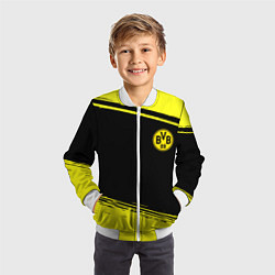 Бомбер детский Borussia жёлтые полосы, цвет: 3D-белый — фото 2