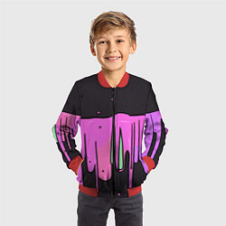 Бомбер детский Фиолетовая текстура на черном фоне, цвет: 3D-красный — фото 2