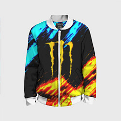 Бомбер детский Monster energy текстура огненная, цвет: 3D-белый