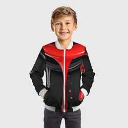 Бомбер детский Красная и черная краска текстура, цвет: 3D-белый — фото 2