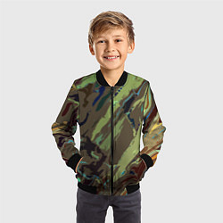 Бомбер детский Абстракция тон хаки, цвет: 3D-черный — фото 2