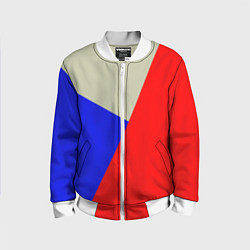 Детский бомбер Серо-сине-красный трёхцветный