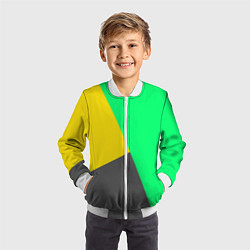 Бомбер детский Жёлто-серо-зелёный трёхцветный, цвет: 3D-белый — фото 2