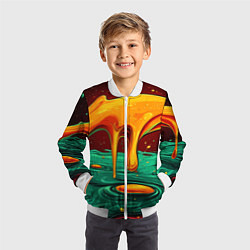 Бомбер детский Оранжевая клякса текстура, цвет: 3D-белый — фото 2
