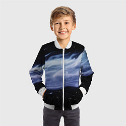 Бомбер детский Синяя волна в космосе - текстура, цвет: 3D-белый — фото 2