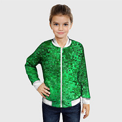 Бомбер детский Зелёный малахит абстрактная текстура, цвет: 3D-белый — фото 2