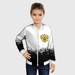 Бомбер детский Россия черно белые краски, цвет: 3D-белый — фото 2