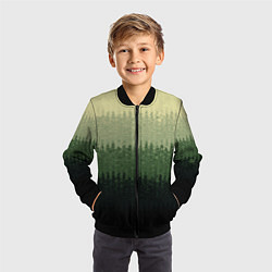 Бомбер детский Зелёный полосами от светлого к тёмному текстурные, цвет: 3D-черный — фото 2