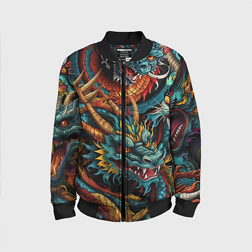 Детский бомбер Татуировка дракона ирезуми / 3D-Черный – фото 1
