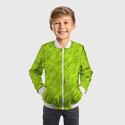 Бомбер детский Салатовый текстурированный, цвет: 3D-белый — фото 2