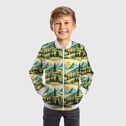 Бомбер детский Горные пейзажи ретро стиль, цвет: 3D-белый — фото 2