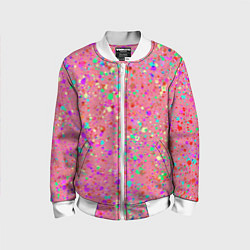 Детский бомбер Розовый с разноцветными брызгами