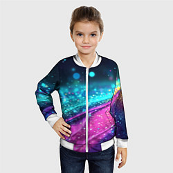 Бомбер детский Синяя текстура с фиолетовым переливом, цвет: 3D-белый — фото 2