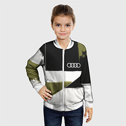 Бомбер детский Ауди логотип, цвет: 3D-белый — фото 2