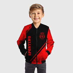 Бомбер детский Sporting - red gradient вертикально, цвет: 3D-черный — фото 2