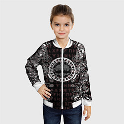 Бомбер детский Дерево жизни и древние руны, цвет: 3D-белый — фото 2
