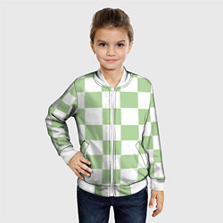 Бомбер детский Квадраты зелёные, цвет: 3D-белый — фото 2