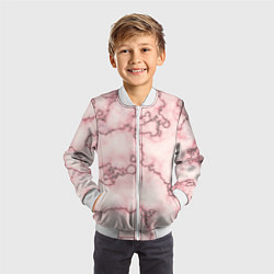 Бомбер детский Розовая абстракция с мраморной текстурой и блеском, цвет: 3D-белый — фото 2