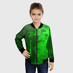 Бомбер детский Lamborghini - green gradient по-вертикали, цвет: 3D-черный — фото 2