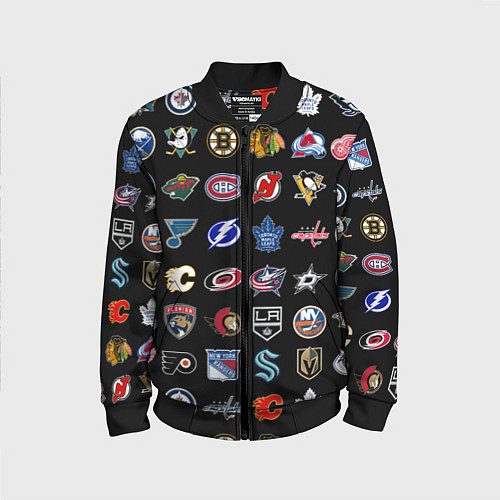 Детский бомбер Команды НХЛ на черном фоне / 3D-Черный – фото 1