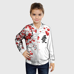 Бомбер детский Сакура с иероглифом Любовь, цвет: 3D-белый — фото 2