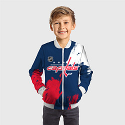 Бомбер детский Вашингтон Кэпиталз - брызги красок, цвет: 3D-белый — фото 2