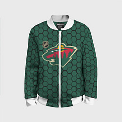 Бомбер детский Миннесота Уайлд - зеленые соты, цвет: 3D-белый
