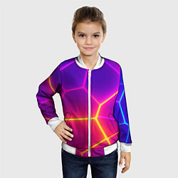 Бомбер детский Синие плиты с фиолетовым свечением, цвет: 3D-белый — фото 2