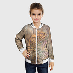 Бомбер детский Стимпанк механический киберхамелеон, цвет: 3D-белый — фото 2