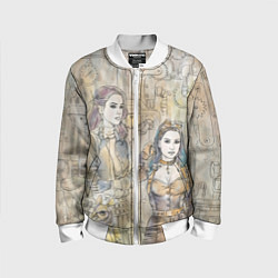 Бомбер детский Девушки стимпанк, цвет: 3D-белый