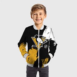 Бомбер детский Питтсбург Пингвинз - брызги, цвет: 3D-белый — фото 2