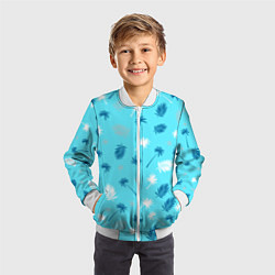 Бомбер детский Текстура голубой гавайской рубашки, цвет: 3D-белый — фото 2