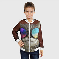 Бомбер детский A Cat with multicolored glasses, цвет: 3D-белый — фото 2