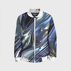 Бомбер детский Серебро жидкий металл, цвет: 3D-белый